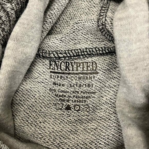 Encrypted Supply Co Hoodie Boys L 14-16 Gray Short Sleeve Colorblock Shirt - Picture 3 of 6